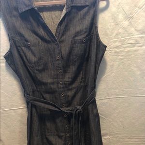 Chambray, sleeveless shirt dress, Sz 15